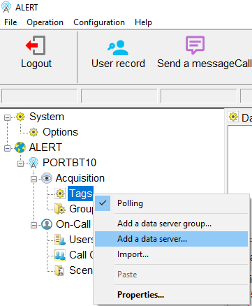 Add a data server window