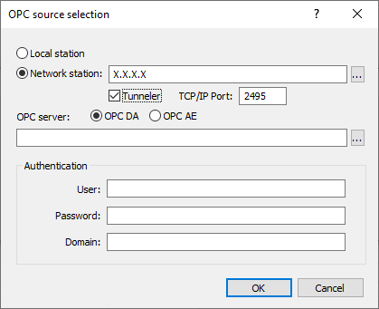 Select OPC server type
