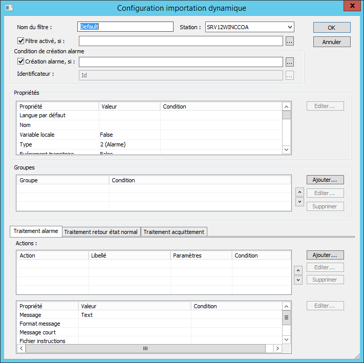 Actions configuration