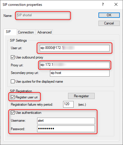 Connection tab