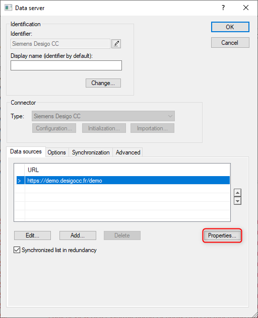 Data server properties