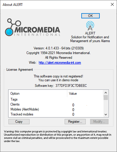 Demo mode dialog