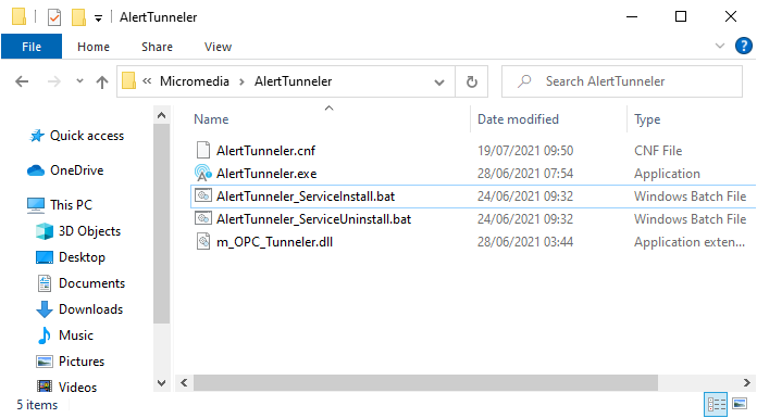 AlertTunneler folder