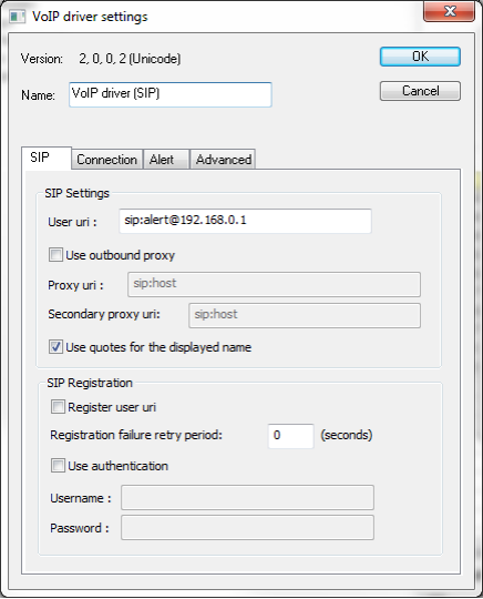 SIP driver configuration