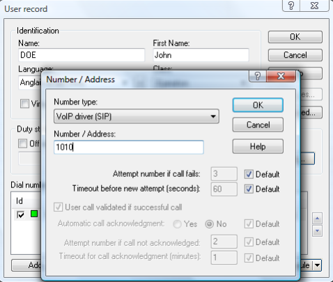 User record — phone number field