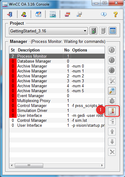 Open WinCC OA console