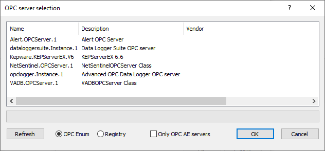 Browse OPC servers