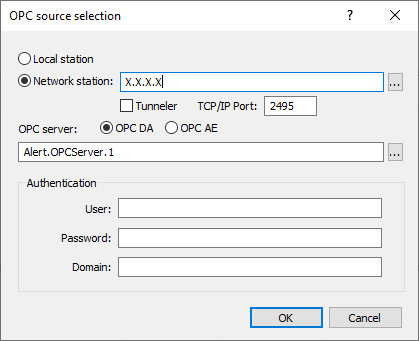 Select OPC server