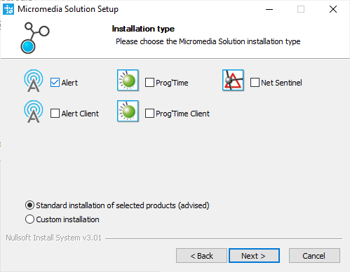 Sélection du logiciel