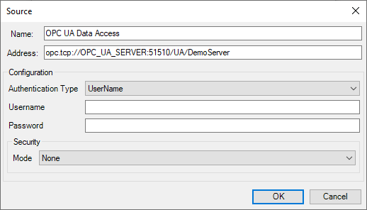 UserName authentication — empty fields