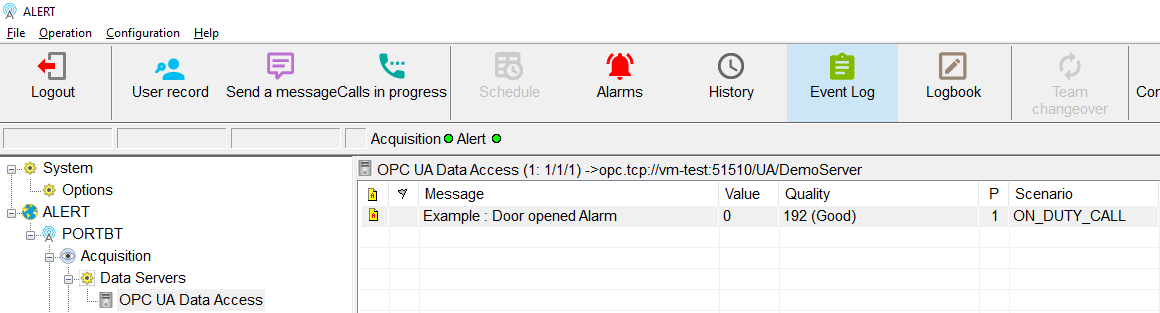 Tag visible in Alert