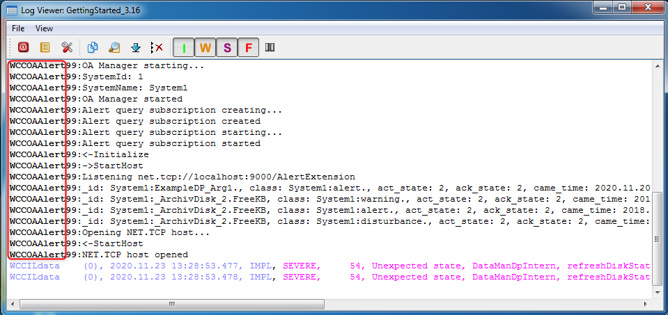 WinCC OA logs